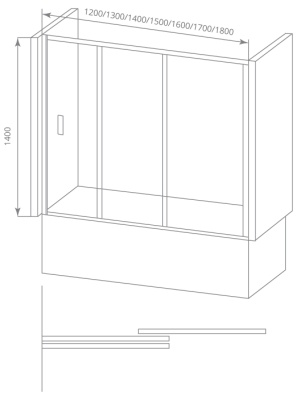 Шторка на ванну GoodDoor SCREEN WTW-170-G-CH 170x140 фотография