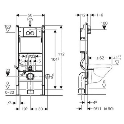 Инсталляция для подвесного унитаза Geberit Duofix UP100 458.122.11.1 фотография