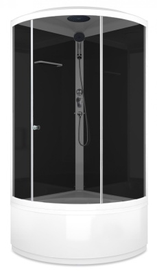 Душевая кабина Domani-Spa Simple high 90x90 (тонированное стекло / черные стенки) фотография