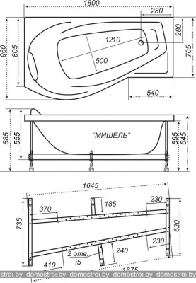 Ванны Triton Мишель 180x96L (с ножками) фотография