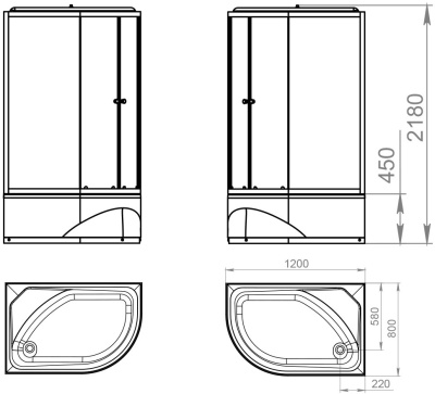 Душевая кабина Domani-Spa Delight 128 high L 120x80 (прозрачное стекло / розовые стенки) с крышей с гидромассажем фотография